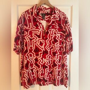 Men’s XL Camp Collar Shirt H&M Keith Haring NEW